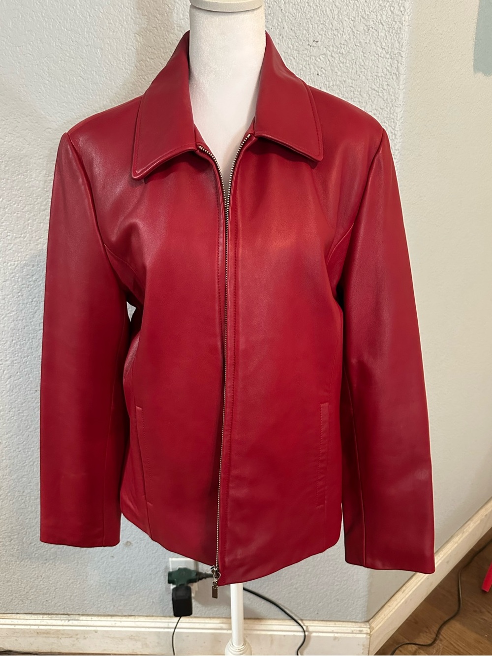 Vintage Adler Like New Red Leather Zip-Front Jacket